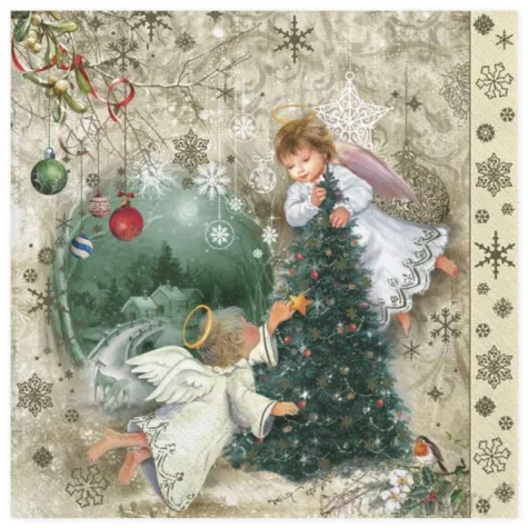 serwetki dwa aniolki i choinka maki 33 cm 20 szt