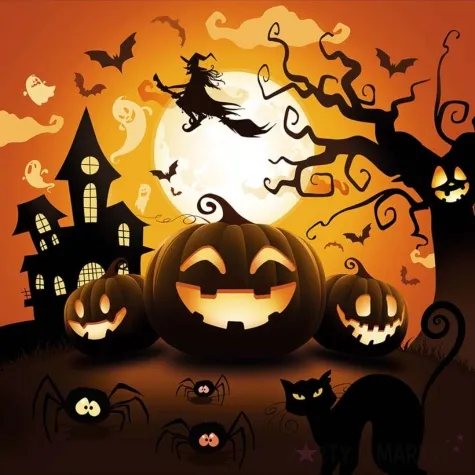 serwetki dynie i czarownica halloween pomaranczowe guirca 33 cm 12 szt