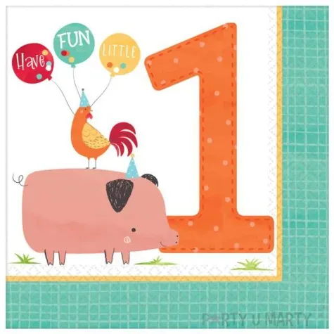 serwetki farma cyfra 1 amscan 33 x 33 cm 16 szt