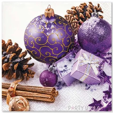 serwetki fioletowa bombka paw 33 cm 20 szt