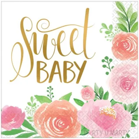serwetki floral sweet baby amscan 33 x 33 cm 16 szt