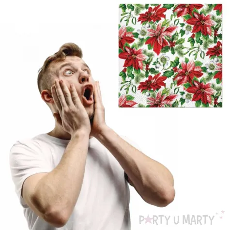 serwetki gwiazda betlejemska kolorowe paw 33 cm 20 szt