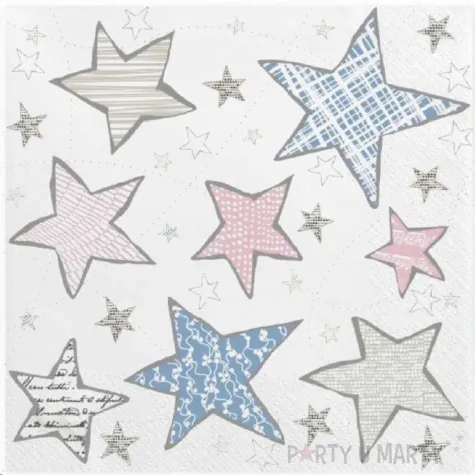 serwetki gwiazdki nieregularne kolorowe maki 33 cm 20 szt