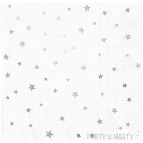 serwetki gwiazdki srebrne biale partypal 33x33 cm 10 szt
