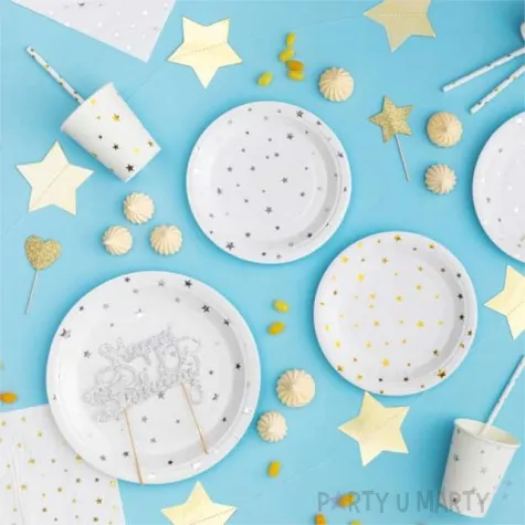 serwetki gwiazdki srebrne biale partypal 33x33 cm 10 szt