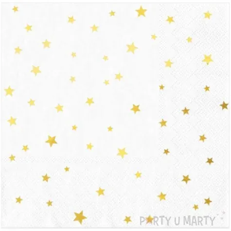 serwetki gwiazdki zlote biale partypal 33x33 cm 10 szt