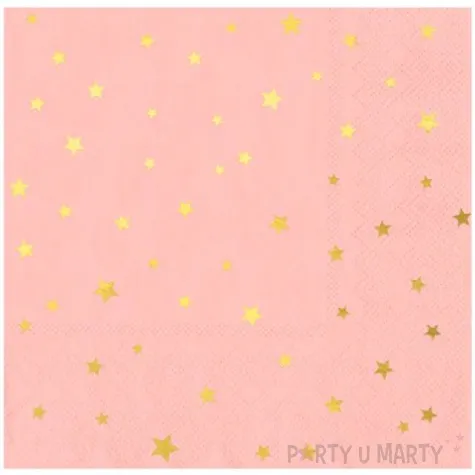 serwetki gwiazdki zlote rozowe partypal 33x33 cm 10 szt