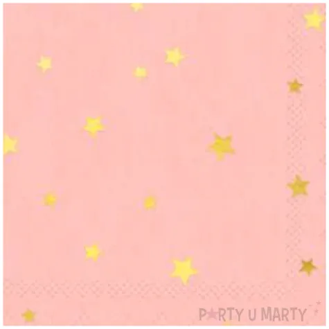 serwetki gwiazdki zlote rozowe partypal 33x33 cm 10 szt