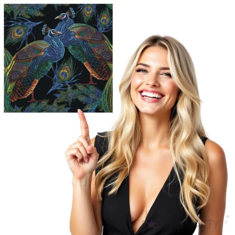 serwetki haftowane pawie maki 33 cm 20 szt