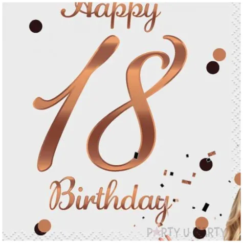 serwetki happy birthday 18 b c rozowo zloty godan 33 cm 20 szt