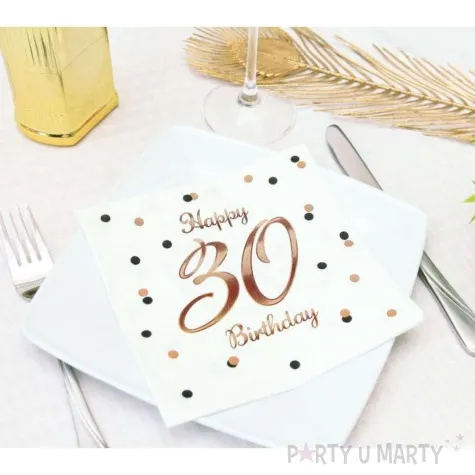 serwetki happy birthday 30 beauty and charm rozowo zloty godan 33 cm 20 szt