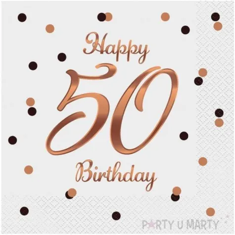 serwetki happy birthday 50 beauty and charm rozowo zloty godan 33 cm 20 szt