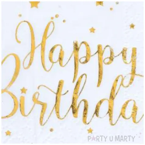 serwetki happy birthday bialo zlote santex 25 cm 20 szt