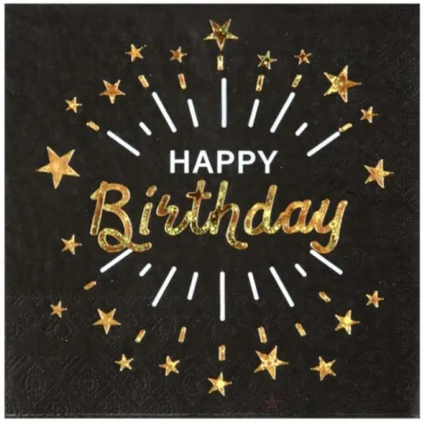 serwetki happy birthday czarne santex 33cm 10 szt