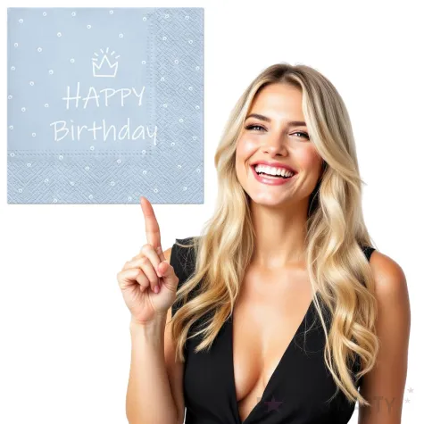 serwetki happy birthday kropki blekitne 33 cm 20 szt