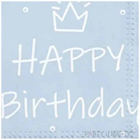 serwetki happy birthday kropki blekitne 33 cm 20 szt