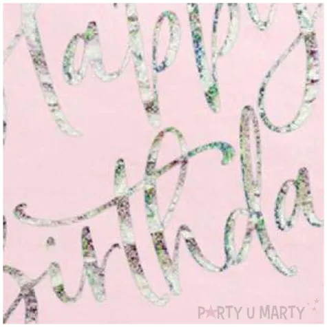 serwetki happy birthday rozowy pudrowy partydeco 33cm