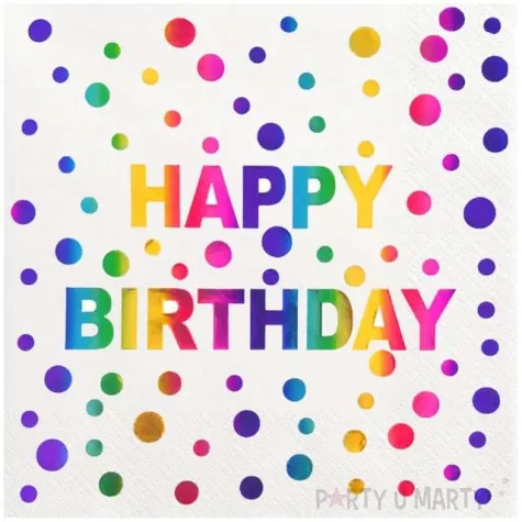 serwetki happy birthday teczowe grochy partypal 33 cm 10 szt