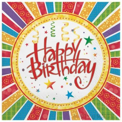 serwetki happy birthday w paski maki 33 cm 20 szt