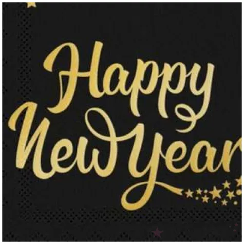 serwetki happy new year czarne partypal 33 cm 10 szt