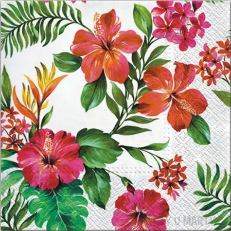 serwetki hawajskie kwiaty paw 33 cm 20 szt