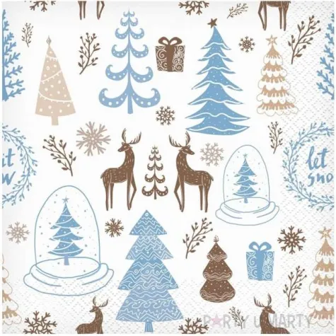 serwetki hello winter swiateczne renifery bialy godan 33 cm 20 szt