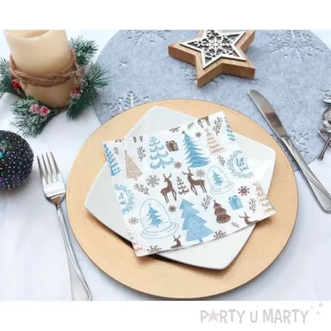 serwetki hello winter swiateczne renifery bialy godan 33 cm 20 szt