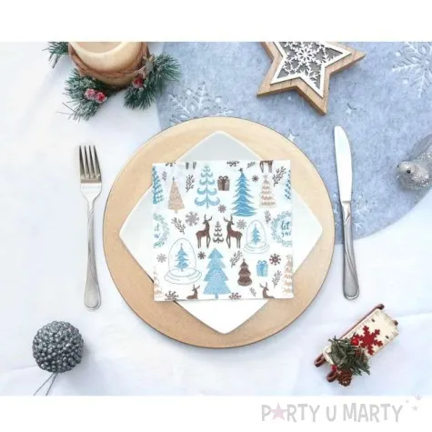 serwetki hello winter swiateczne renifery bialy godan 33 cm 20 szt