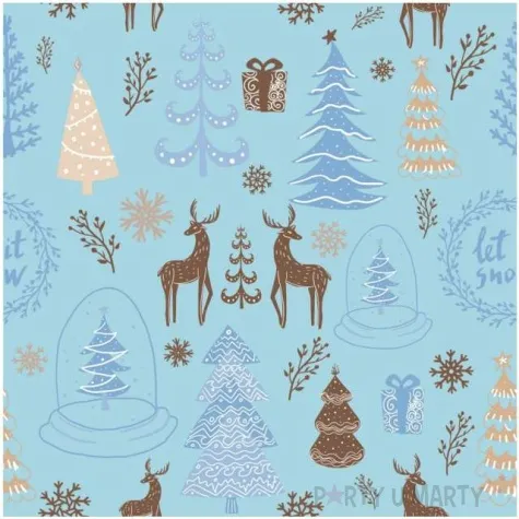 serwetki hello winter swiateczne renifery niebieski jasny godan 33 cm 20 szt