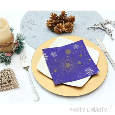 serwetki hello winter swiateczne sniezynki granatowy godan 33 cm 20 szt