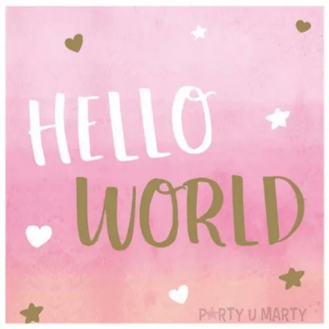 serwetki hello world gwiazdki i serca rozowy jasny amscan 33 cm 16 szt
