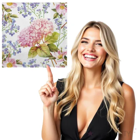 serwetki hortensje i niezapominajki rozowe maki 33 cm 20 szt