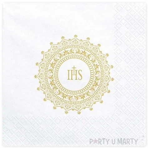 serwetki i komunia swieta ihs biale partydeco 33 cm 20 szt
