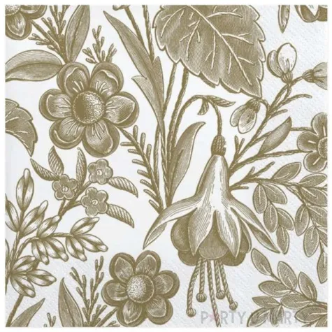 serwetki ilustrowane zlote kwiaty maki 33 cm 20 szt