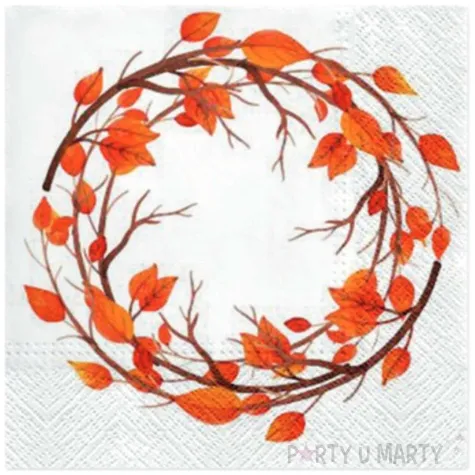 serwetki jesienne liscie biale paw 33 cm 20 szt