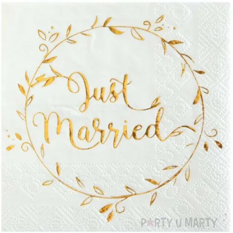 serwetki just married biale santex 25 cm 20 szt