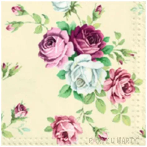 serwetki klasyczne roze bezowe paw 33 cm 20 szt