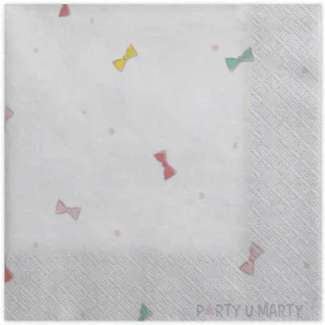 serwetki kolorowe kokardki biale amscan 25 cm 20 szt