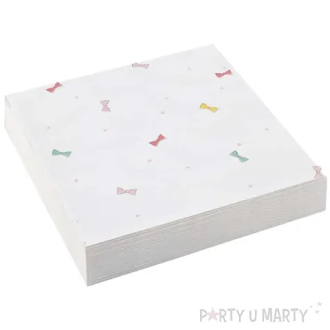 serwetki kolorowe kokardki biale amscan 25 cm 20 szt