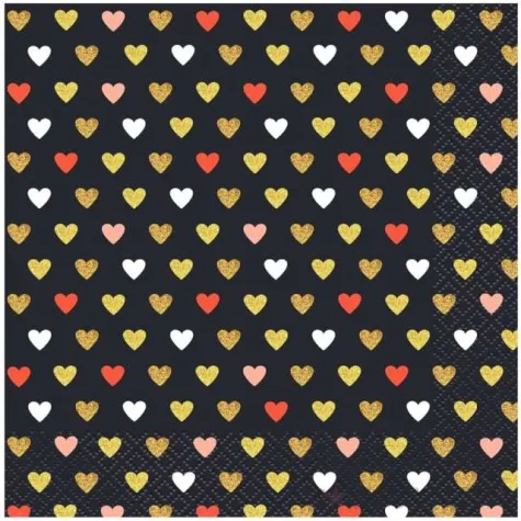 serwetki kolorowe serduszka xoxo czarne godan 33 cm 20 szt