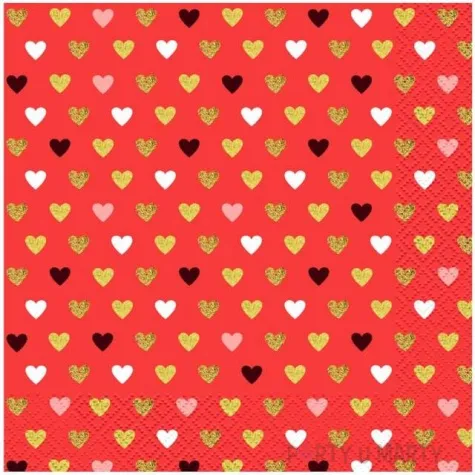 serwetki kolorowe serduszka xoxo czerwone godan 33 cm 20 szt