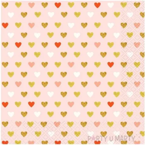 serwetki kolorowe serduszka xoxo rozowe godan 33 cm 20 szt