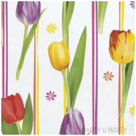serwetki kolorowe tulipany i paski maki 33 cm 20 szt