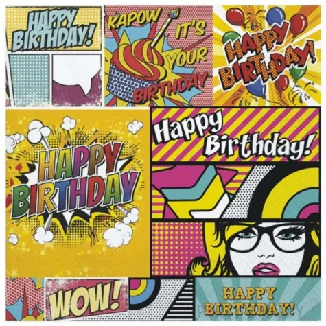 serwetki komiksowe urodziny maki 33 cm 20 szt