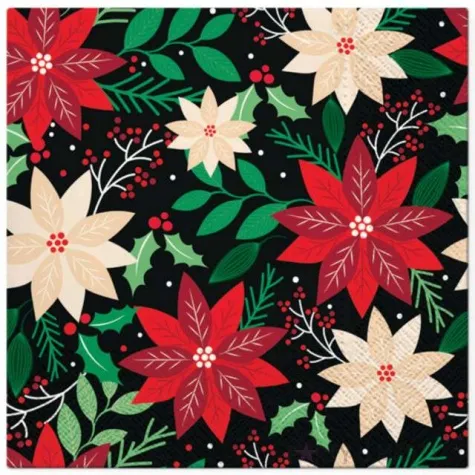 serwetki kompozycja poinsecji i ostrokrzewu paw 33 cm 20 szt