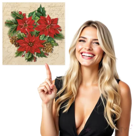 serwetki kompozycja poinsecji na bezowym tle maki 33 cm 20 szt