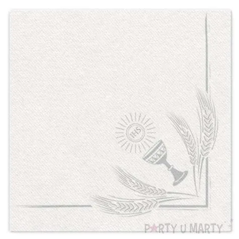 serwetki komunia airlaid srebrne paw 40 cm 50 szt