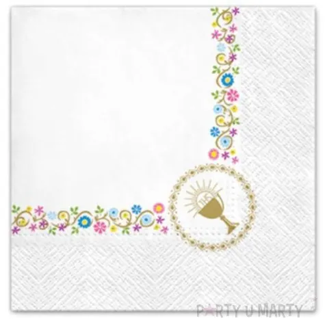 serwetki komunia hostia i drobne kwiatki paw 33 cm 20 szt