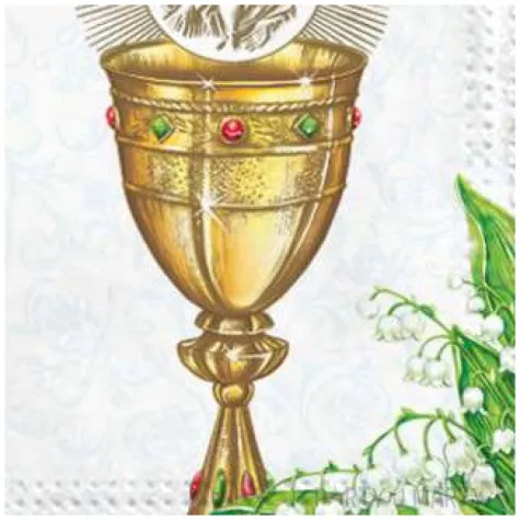 serwetki komunia hostia i lilie niebieskie maki 33 cm 20 szt