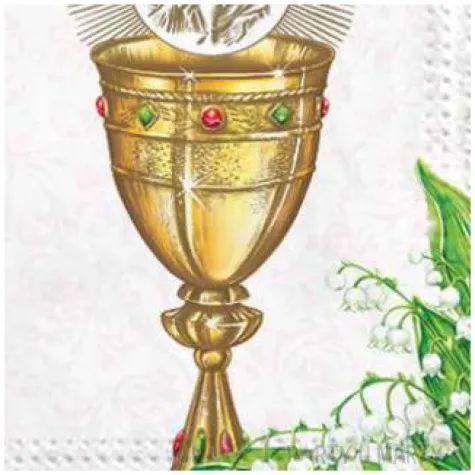 serwetki komunia hostia i lilie rozowe maki 33 cm 20 szt